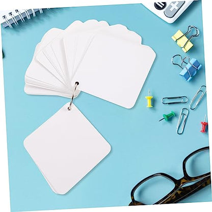 Blank Flash Cards 200-piece Index Cards Metal Ring Binder Pre-punched Holes for Learning Organization
