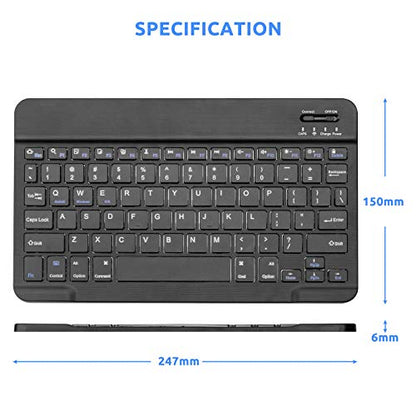 Wireless Keyboard for Tab S7/S8/S9/S10,Universal Slim Portable Bluetooth Keyboard Compatible with Tab S7/S8/S9/S10 with Built in Rechargeable Battery,Black - color: Black