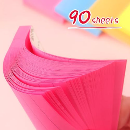 Lined Sticky Notes 3x3 in, Self-Adhesive, Bright, 4 Pads, 90 Sheets/Pad | Lined Surface for Neat and Organized Writing Strong Self-Stick Adhesive, Sticks Securely and Peels Cleanly - color: Bright
