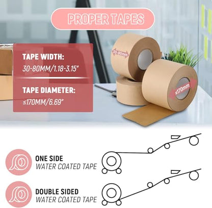 Water-Activated Tape Dispenser, Manual Kraft Gum Tape Dispenser, Width Adjustable 1.18-3.15", Light Weight & Portable Packing Tape Dispenser Set, Light Pink - color: Light Pink