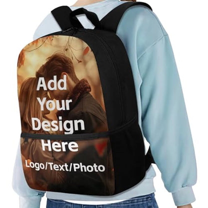 Customized Backpack for Girls Boys Backpack with Lunch Box Water Bottle Holder with Strap and Zipper Pencil Case 4PCS Set Bookbag with Front Pocket for School Teens 17 inch Sturdy School Bag - color: Customized
