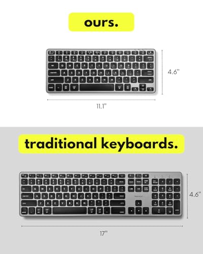 Macally Wireless Bluetooth Keyboard for Mac - Premium Multi Device Connectivity - Compatible Apple Keyboard for MacBook Pro/Air, iMac, Mac mini, iPad, Laptop, and PC - color: Space Gray