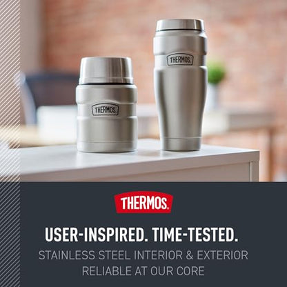 THERMOS Stainless King Vacuum-Insulated Food Jar with Spoon, 16 Ounce, Matte Red - color: Matte Red, size: 16 Ounce