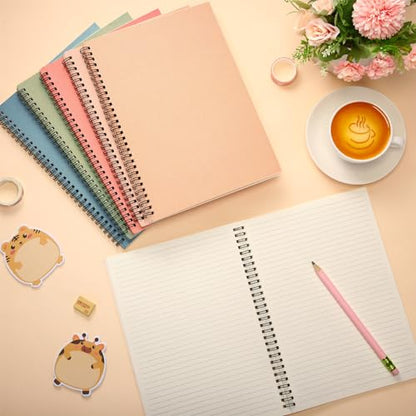Fuutreo 6 Pack B5 Spiral Notebooks 10.5 x 7.45 Inch College Ruled Aesthetic Journal Kraft Hardcover 70 Sheets (140 Pages) Spiral Notebook for Office Students Work Journaling(Retro Series,Classical) - color: Retro Series