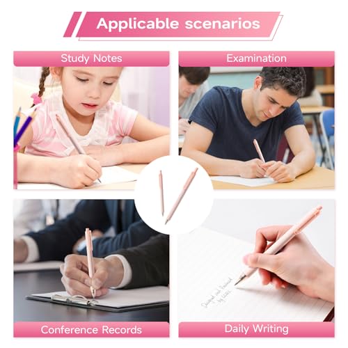 Premium Pink Gel Pens - Smooth Writing, Quick Dry, Set of 12 - Ideal for Journaling, Note-Taking, Art Supplies - color: Pink Black Ink