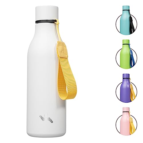 Konokyo Insulated Water Bottle with Strap,18 oz Double Wall Stainless Steel Vacuum Bottles Metal Water Flask,White - color: White, size: 18 Ounces