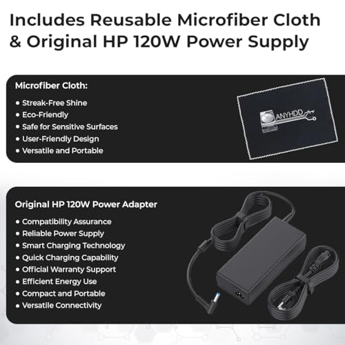 HP USB-C Dock g5 and Charging Bundle - HP Docking Station Dual Monitor 5TW10AA / 5TW10UT / 5TW10AA#ABB with 120W Adapter, HDMI, DisplayPort, USB-C Cables + Microfiber Cloth (Renewed)