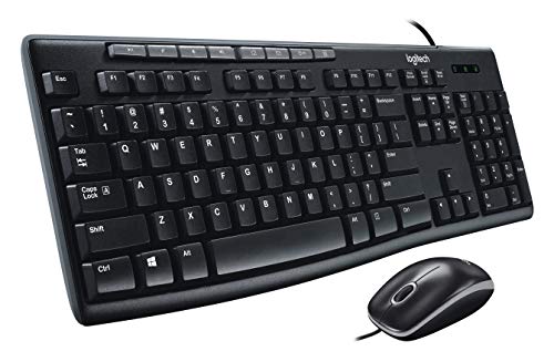 Logitech MK200 Media Combo Full Size Wired Keyboard with Mouse - Black | Full size wired keyboard with easy-access media controls, high-definition optical mouse, plug and play USB connection - size: One Size