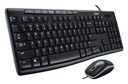 Logitech MK200 Media Combo Full Size Wired Keyboard with Mouse - Black | Full size wired keyboard with easy-access media controls, high-definition optical mouse, plug and play USB connection - size: One Size