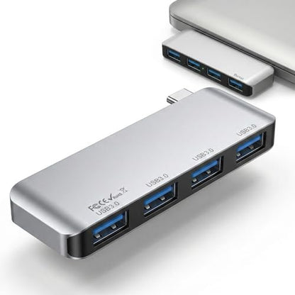 USB C Hub, 4-Port USB 3.0 Hub USB C to USB Adapter for MacBook Pro/Air | USB C to USB, 4 Ports, USB 3.0 Speed - color: Silvery(4*USB)