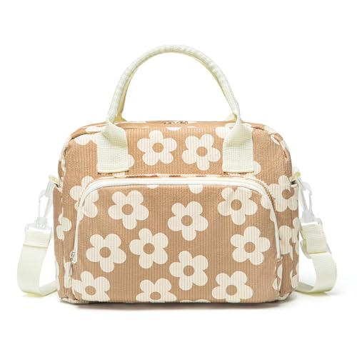 MEXS Insulated Lunch Bag for Women Men Large Reusable Lunch Box Adult Leakproof Portable Cooler Tote Bags for Work Picnic - color: Brown