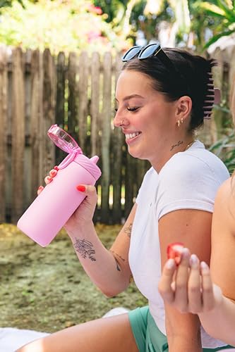 Ello Cooper 18oz Kids Stainless Steel Water Bottle with Straw and Carry Handle, Double Walled and Vacuum Insulated Metal, Leak Proof Locking Lid with Soft Silicone Spout, Reusable, BPA Free, Bubblegum - color: Bubblegum, size: 18 Ounces