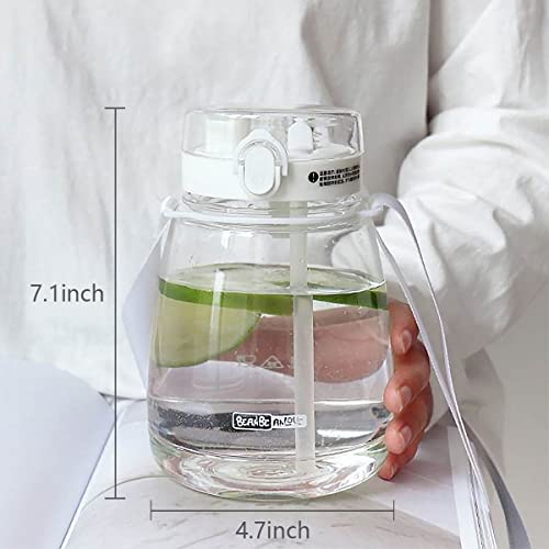 Clear Water Bottles with Straw 45oz Large Water Jug for Schools/Adults Aesthetic Girls Water Bottles for Gym/Sport/Motivational White Reusable Water Bottle - color: White