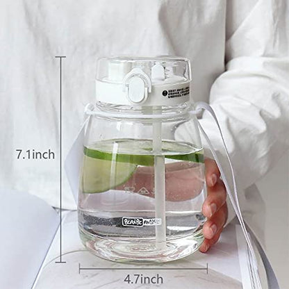 Clear Water Bottles with Straw 45oz Large Water Jug for Schools/Adults Aesthetic Girls Water Bottles for Gym/Sport/Motivational White Reusable Water Bottle - color: White