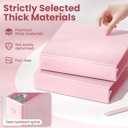 SUNEE 3.8cm(1.5인치) 바인더 3링 6팩, 클리어 뷰 3링 3.8cm(1 1/2인치) 바인더, PVC 프리, 학교 또는 사무용품용, 파스텔 6가지 색상 - color: 파스텔 모음, size: 1.5인치