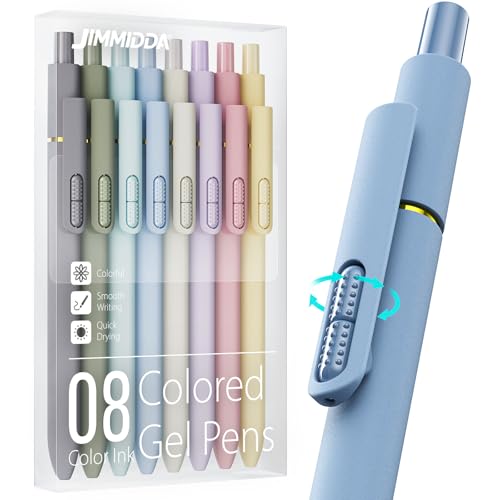8 Pack Colored Gel Pens with Fidget, Morandi Color Ink No Smudge | 0.7mm Fine Point Smooth, Left-Handed Quick-drying Coloring Pens for Journaling, School Office Supplies, Gift for Women Men - color: Morandi Color Ink-8Pcs