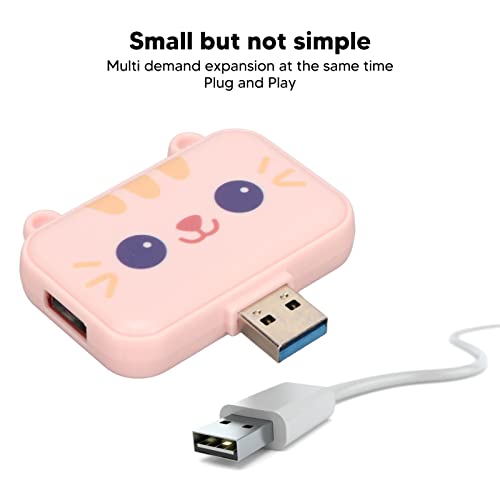 3 in 1 Cute USB Hub, USB A to USB3.0 and USB2.0X 2 Adapter, 5Gbps Multiport USB Docking Station, USB Data Splitter, for Laptop and PC, Girls Student Gift ()