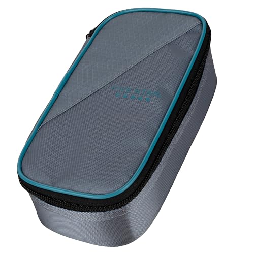Five Star Pencil Pouch Zipper High-Capacity Storage Organizer Case for Office Supplies Earbuds Chargers Cables Makeup, Grey/Teal (500212B) - color: Gray/Teal, size: 8.5"L x 4.5"W x 2.38"H