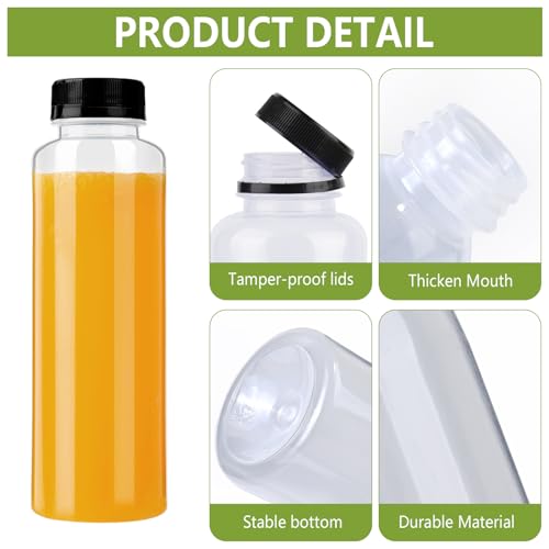 zmybcpack 12 Pack 500 Ml PP Heat-Resistant Plastic Juice Bottles With Caps-Plastic Smoothie Bottles-Reusable Bulk Beverage Containers with Lids For Juice, Beverage(Dishwasher Safe) | Heat-Resistant Plastic Smoothie Bottles with lids, Reusable Drink Contai