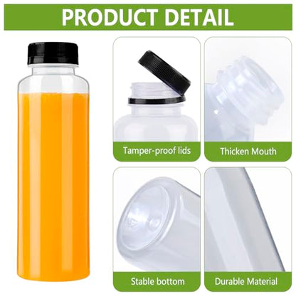 zmybcpack 12 Pack 500 Ml PP Heat-Resistant Plastic Juice Bottles With Caps-Plastic Smoothie Bottles-Reusable Bulk Beverage Containers with Lids For Juice, Beverage(Dishwasher Safe) | Heat-Resistant Plastic Smoothie Bottles with lids, Reusable Drink Contai