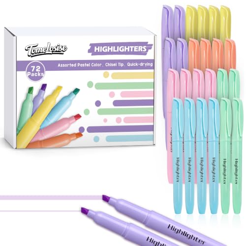 Pastel Highlighters, 72 Counts Highlighter Assorted Colors, Chisel Tip, No Bleed Highlighter Markers, Bulk Highlighters for School Supplies, Teachers, Office, Classroom Must Have - color: Pastel