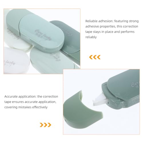Healeved Correction Tape Green Plastic Dispenser 6pcs for Students with Large Capacity and Smooth Precise Corrections Suitable for School and Home Use