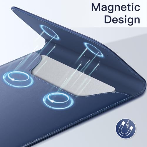 JETech Slim Laptop Sleeve for MacBook Neo (A18 Pro), MacBook Air 13-Inch (M2/M3/M4/M5) 2022-2026, MacBook Pro 13-Inch (M1/M2) 2016-2022, PU Leather Case (Navy) - color: Navy, size: 13-Inch
