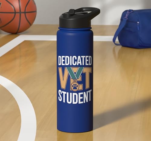 Dedicated Vet Student Veterinary School Stainless Steel Insulated Water Bottle - color: Royal Blue