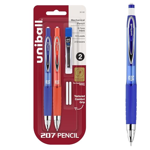uniball 207 Mechanical Pencil Starter Kit, 0.7mm, HB #2, 2 Pack - color: Blue & Red, size: 1 Count (Pack of 2)