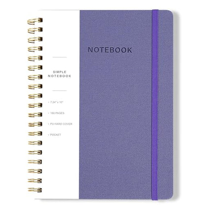Spiral Notebook - 7.24" x 10" College Ruled Journal with Inner Pockets and 180 Pages, PU Leather Cover Business Journal, Twin-Wire Binding Notebook Perfect for Office & Home School Supplies Violet - color: 005-Violet-1pack, size: B5-180 pages