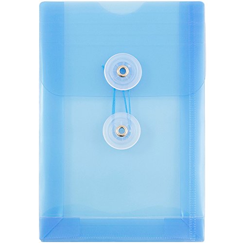 JAM PAPER Plastic Envelopes with Button & String Tie Closure - 4 1/4 x 6 1/4 - Blue - 12/Pack - color: Blue, size: 4 x 6