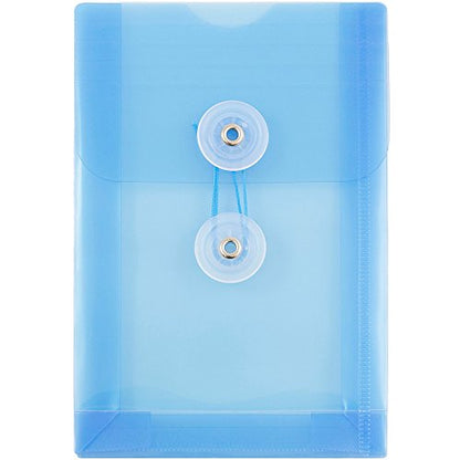 JAM PAPER Plastic Envelopes with Button & String Tie Closure - 4 1/4 x 6 1/4 - Blue - 12/Pack - color: Blue, size: 4 x 6