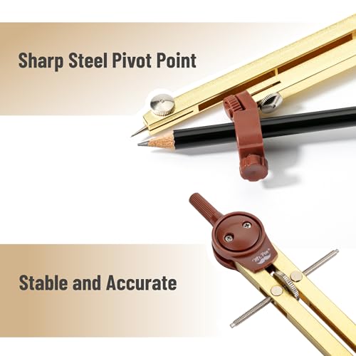 Mr. Pen- Metal Geometry Compass, Center-Wheel Design | Precision Drafting Compass with Pencil for School & Technical Drawing, Draws Circles up to 11 Inches Diameter - color: Gold