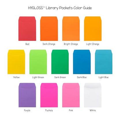 Hygloss 30 Pcs Library Card Pockets 3.5x5 Inch - Self-Adhesive Pocket Envelopes - Red Classroom Envelope Pockets - Ideal for Organizing - Colorful Small Library Book Pocket - color: Red, style: 30 Pockets