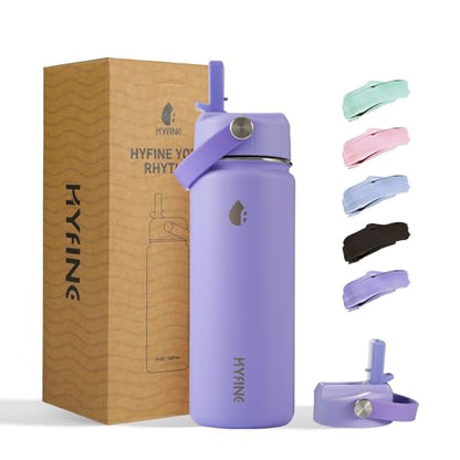 Stainless Steel Water Bottle with Straw Lid, 18oz Insulated Vacuum Bottle with Carrying Loop, Dishwasher Safe，uitable for use in schools, Offices, and outdoor activities (PURPLE) - color: Purple