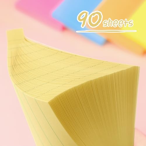 Lined Sticky Notes 3x3 in, Self-Adhesive, 4 Pads, 90 Sheets/Pad (Yellow) | Strong Self-Adhesive Backing, Sticks Firmly and Removes Cleanly - color: Yellow