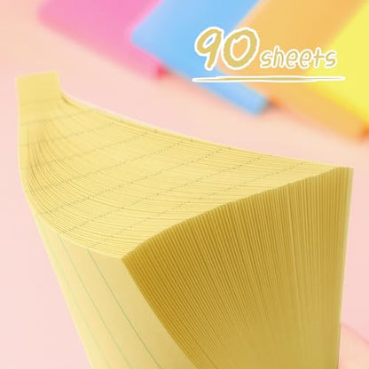 Lined Sticky Notes 3x3 in, Self-Adhesive, 4 Pads, 90 Sheets/Pad (Yellow) | Strong Self-Adhesive Backing, Sticks Firmly and Removes Cleanly - color: Yellow