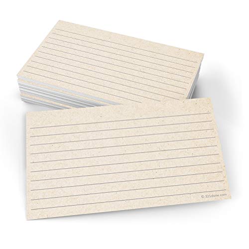 321Done Ruled Note Cards, 3x5 Thick Index Cards - Kraft Tan Card Stock, Notecards & Stationery with Lines for Writing, Stamping - Made in USA, Set of 50 - No Envelopes - size: Small (3 x 5)