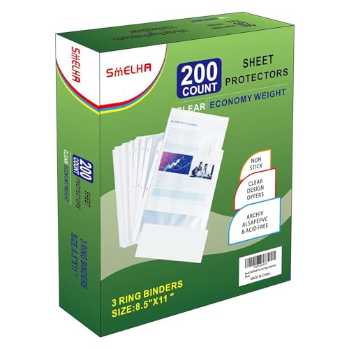 Sheet Protectors 200 Page,Page Protector 8.5" x 11" ，Upgraded Clear Plastic Page Protectors,for 3 Ring Binder, Top Loading Paper Protector with Reinforced Holes,Holds Multiple Sheets，Letter Size - size: 200 PACK