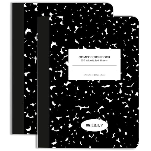 Bilinny Composition Notebook, Wide Ruled - 9.75" X 7.5" - Hardcover Marble Notebooks for School - 2 Pack (100 Sheets In Each)