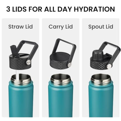 Konokyo 40 oz Insulated Stainless Steel Water Bottle with Straw Lid - color: Light Blue, size: 40 Ounces