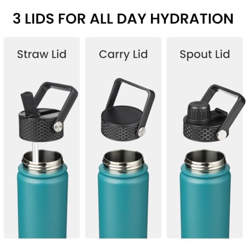 Konokyo 22 oz Insulated Stainless Steel Water Bottle with Straw Lid - color: Light Blue, size: 22 Ounces