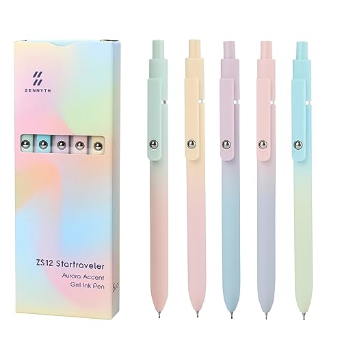 Ddaowanx Gel Pens, 5 Pcs 0.7mm Quick Dry Black Ink Pens Fine Point Smooth Writing Pens, Cute Office School Supplies Gifts for Women (5 Pcs Gradient-Black Ink) | Fine Point Smooth Writing Pens for Nurses,Teachers,Cute Stationery Office&School Supplies,Gift