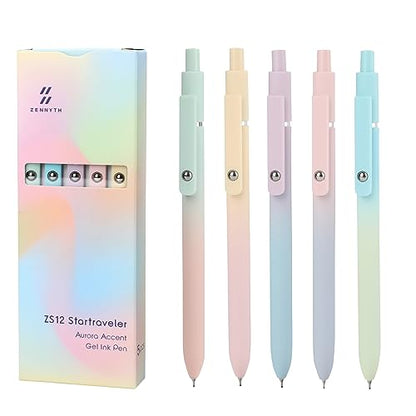 Ddaowanx Gel Pens, 5 Pcs 0.7mm Quick Dry Black Ink Pens Fine Point Smooth Writing Pens, Cute Office School Supplies Gifts for Women (5 Pcs Gradient-Black Ink) | Fine Point Smooth Writing Pens for Nurses,Teachers,Cute Stationery Office&School Supplies,Gift