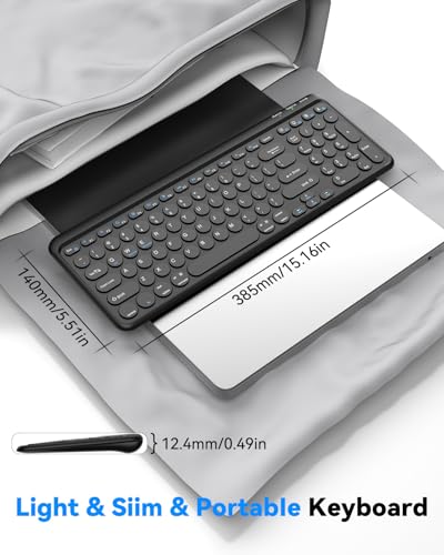TECKNET Wireless Keyboard Bluetooth & 2.4G USB, Up to 4-Device Connection, USB C Rechargeable Battery, Quiet Typing, Compact Layout, 7° Ergonomic Tilt, Compatible with Windows/Android/iOS, Deep Back - color: Deep Black