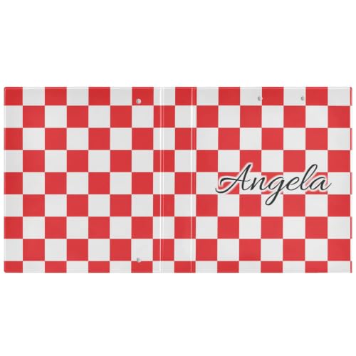 Custom 3 Ring Binder 1.5 Inch Round Rings Red Checkered Personalized Name Binders Organizer Fashion View Binder with 2 Pockets for School Office Supplies - color: Multi07