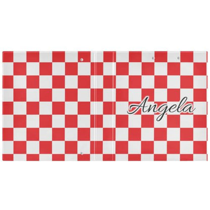 Custom 3 Ring Binder 1.5 Inch Round Rings Red Checkered Personalized Name Binders Organizer Fashion View Binder with 2 Pockets for School Office Supplies - color: Multi07