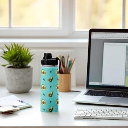 Green Avocado Water Bottle 18oz Stainless Steel Insulated Tumbler Coffee Travel Mug Cup Keeps Drinks Cold & Hot, Cute Avocado Gifts for Women Birthday - color: Avocado
