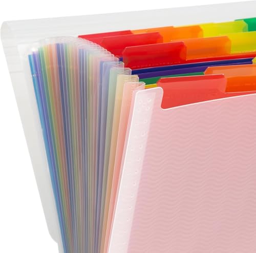 Smead Desktop Poly Expanding File Folder Organizer, Accordion File, Paper Document Storage, 24 Pockets, Flap and Cord Closure, Letter Size (70897) - size: Letter, style: 24 Pocket