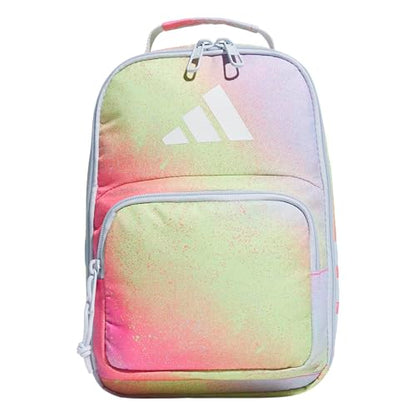 adidas Kids Santiago Lunch Bag for Girls & Boys – Insulated Cooler Lunchbox, 8L - color: 4.0/Spray Gradient Pulse Lime/ Crystal Sky Blue